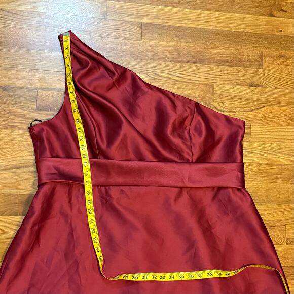 Alfred Sung Women’s Plus Size 24 W Burgundy One Shoulder Belt Floor Length Dress - Picture 7 of 12